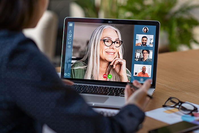 woman video conferencing